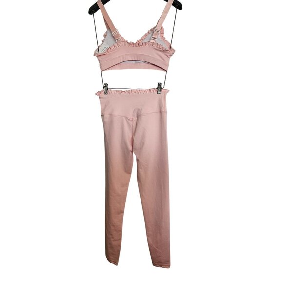 Cabo Couture Women Ruffle Sports Bra Leggings Pink Set S/M Coquette Athflow Y2K - Picture 8 of 12